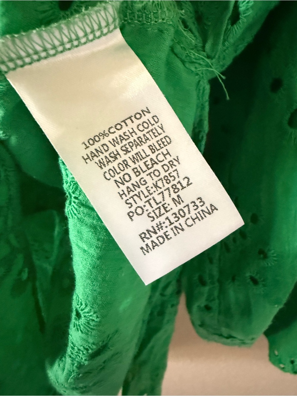 Women’s Green Eyelet Button-Down Shirt - Picture 7 of 7